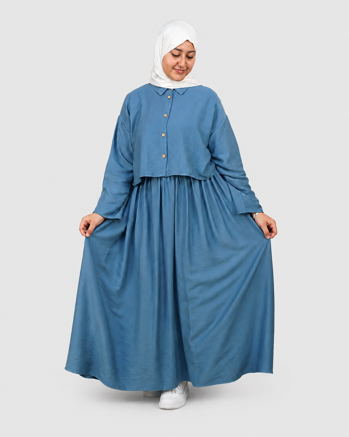Ensemble Lila – Chemise & Jupe Longue Bleu