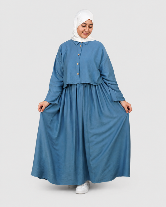Ensemble Lila – Chemise & Jupe Longue Bleu