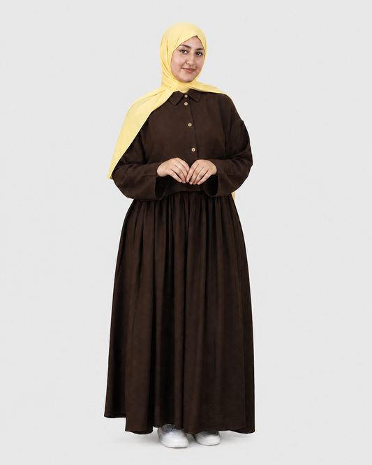 Ensemble Lila – Chemise & Jupe Longue Marron