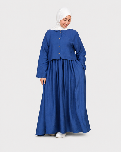 Ensemble Lila – Chemise & Jupe Longue Cobalt bleu