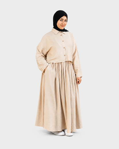 Ensemble Lila – Chemise & Jupe Longue Beige