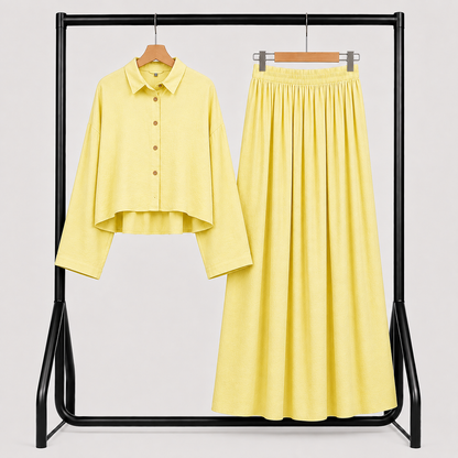 Ensemble Lila – Chemise & Jupe Longue Jaune