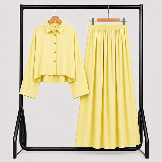 Ensemble Lila – Chemise & Jupe Longue Jaune