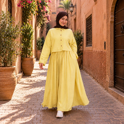 Ensemble Lila – Chemise & Jupe Longue Jaune