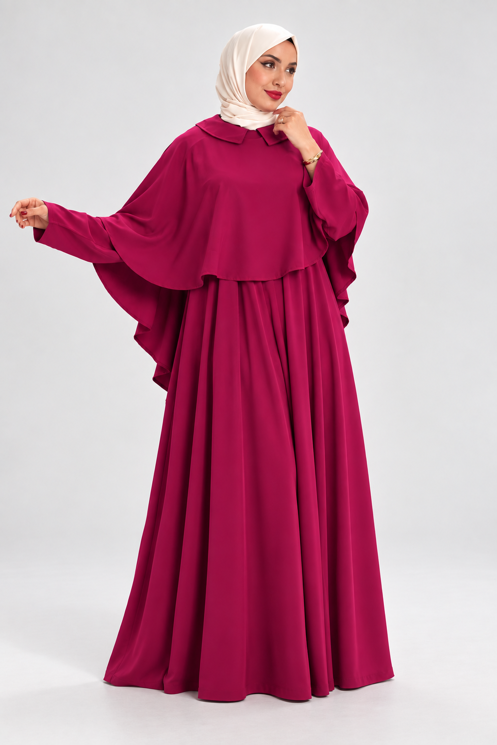 Abaya Rosa style Cape Magenta