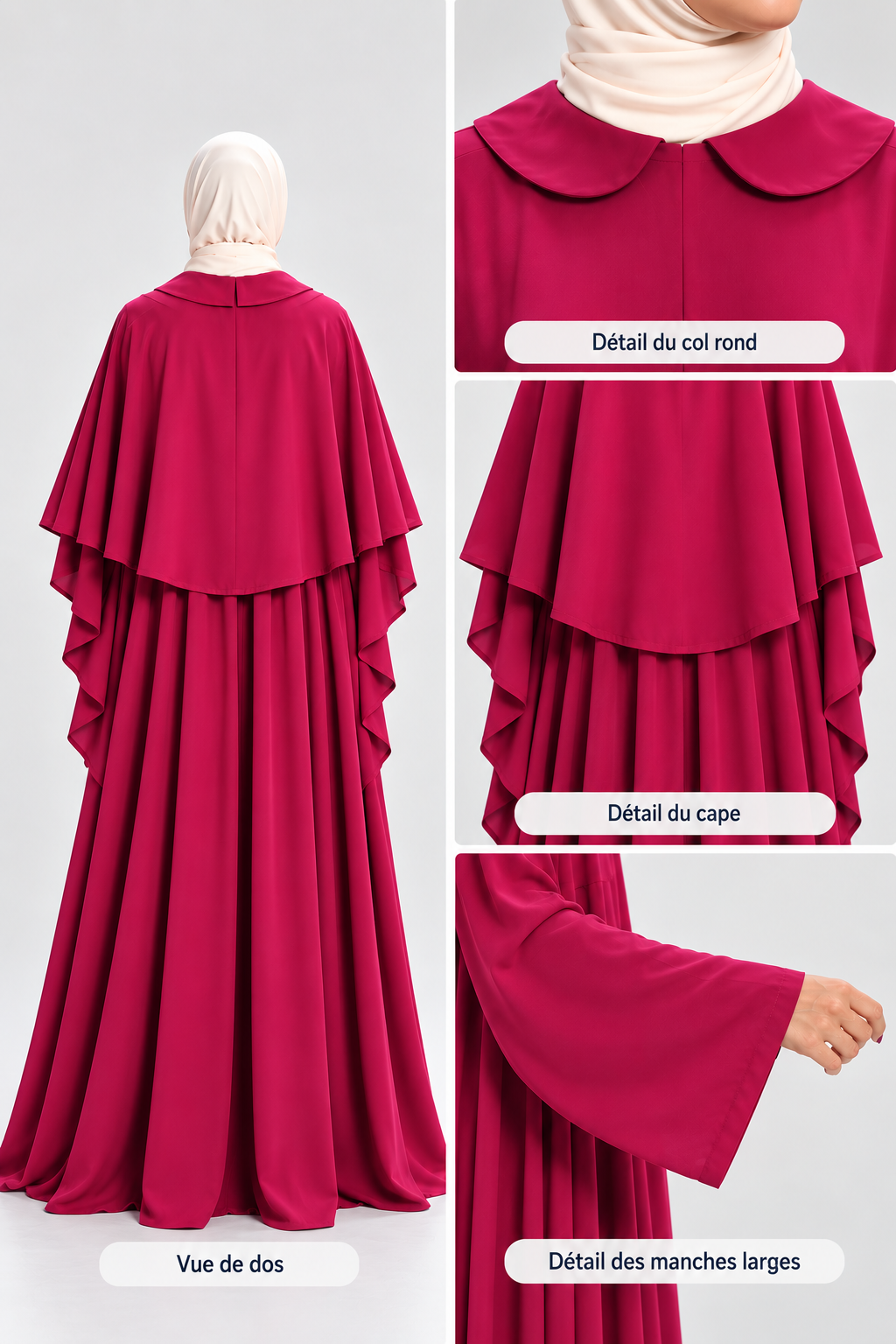 Abaya Rosa style Cape Magenta