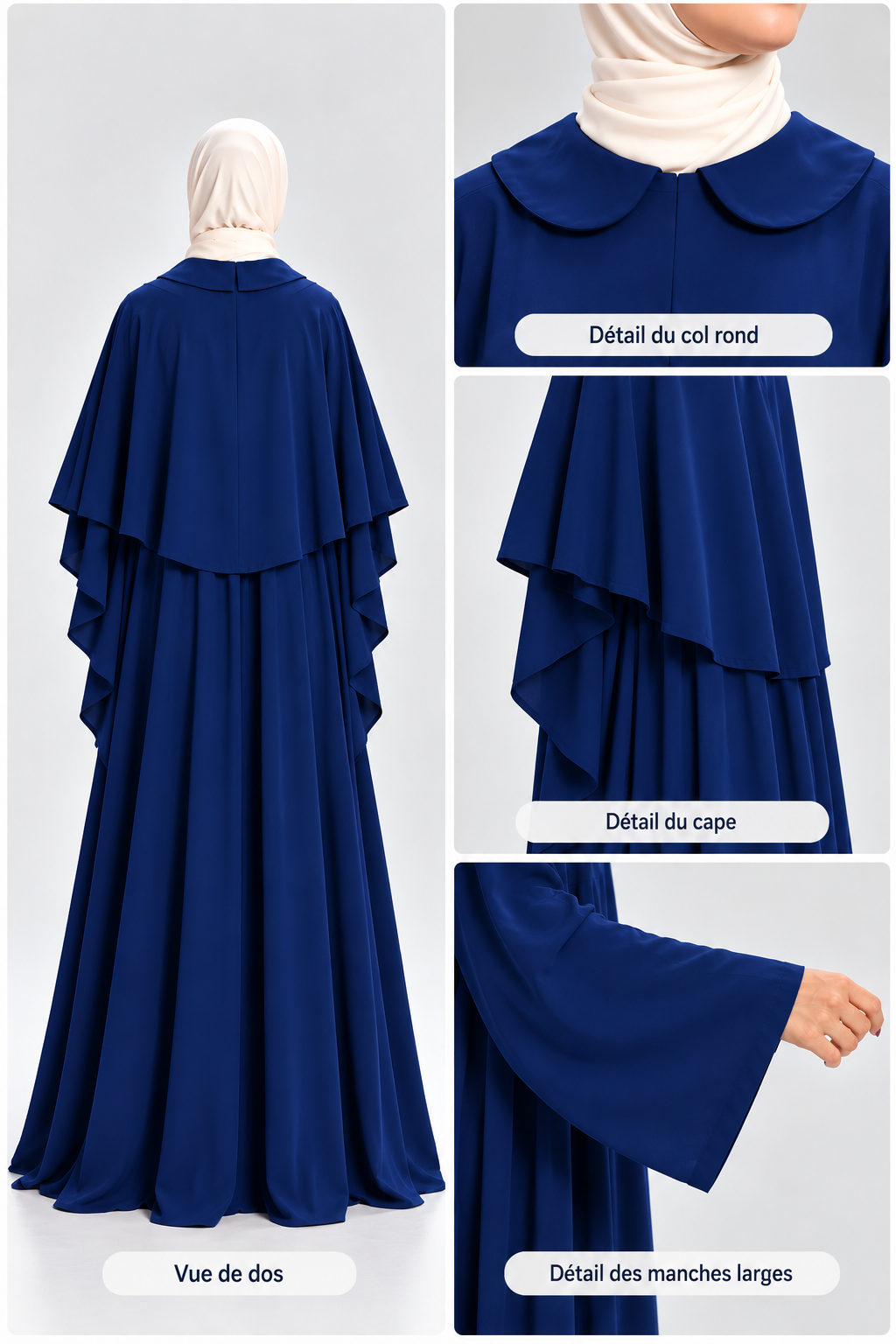 Abaya Rosa style Cape Royal Blue